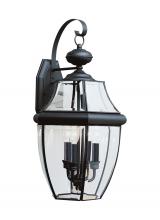 Generation Lighting 8040EN-12 - Lancaster traditional 3-light LED outdoor exterior wall lantern sconce in black finish with clear cu