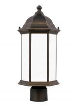 Generation Lighting 8238651EN3-71 - Sevier traditional 1-light LED outdoor exterior medium post lantern in antique bronze finish with sa
