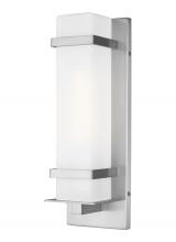 Generation Lighting 8520701EN3-04 - Alban modern 1-light LED outdoor exterior small square wall lantern sconce in satin aluminum silver