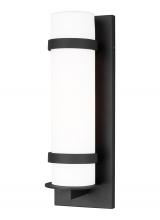Generation Lighting 8618301EN3-12 - Alban modern 1-light LED outdoor exterior medium round wall lantern sconce in black finish with etch