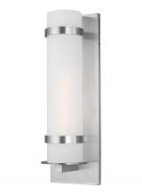 Generation Lighting 8718301EN3-04 - Alban modern 1-light LED outdoor exterior large round wall lantern sconce in satin aluminum silver f