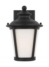 Generation Lighting 88240EN3-12 - Cape May traditional 1-light LED outdoor exterior wall lantern sconce in black finish with etched wh