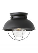Generation Lighting 8869EN3-12 - Sebring transitional 1-light LED outdoor exterior ceiling flush mount in black finish with clear see