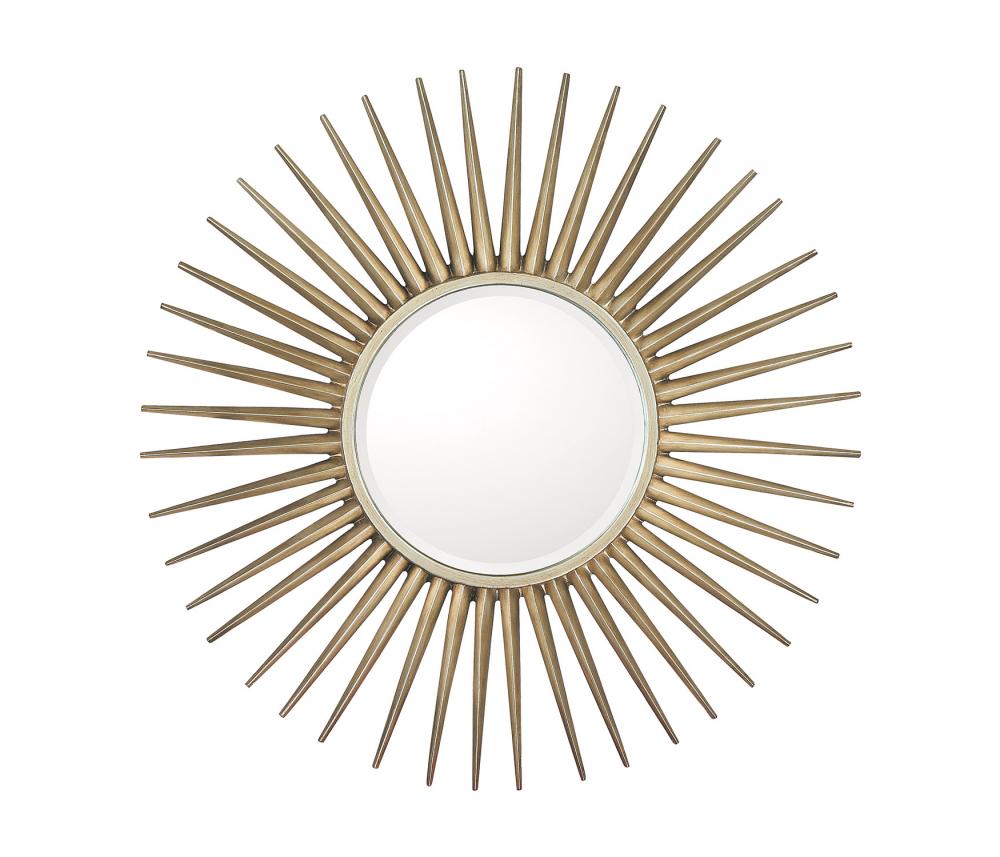 Brushed Silver Frame With Beveled Mirror; Inner Mirror 14.5" Round