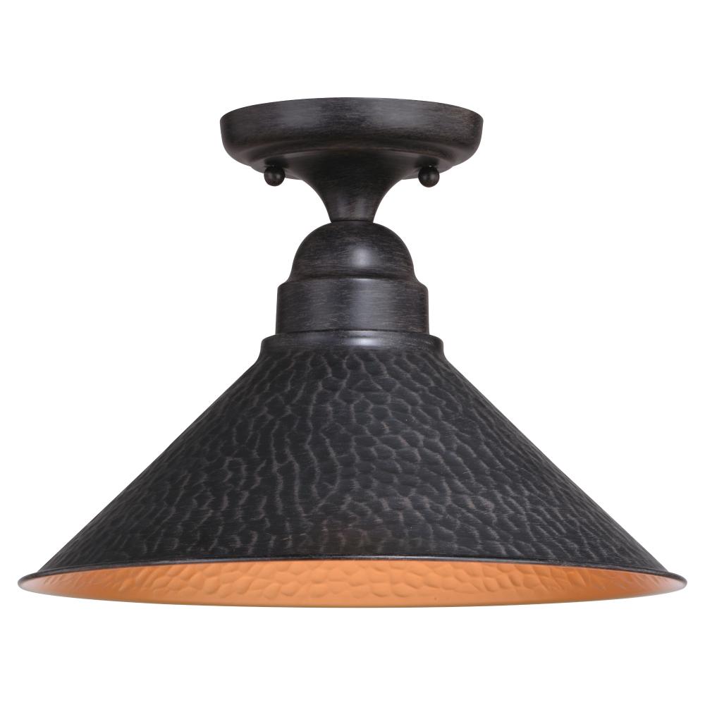 Outland 12-in. Outdoor Semi Flush Aged Iron and Light Gold