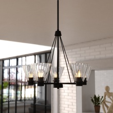 Vaxcel International H0309 - Dalton 25.5-in. 5 Light Chandalier Matte Black
