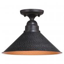 Vaxcel International T0667 - Outland 12-in. Outdoor Semi Flush Aged Iron and Light Gold