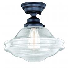 Vaxcel International C0177 - Huntley 12-in Semi Flush Ceiling Light Clear Glass Oil Rubbed Bronze