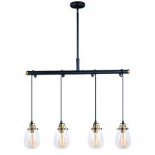 Vaxcel International P0234 - Kassidy 4L Dual Mount Linear Chandelier or Vanity Light Black and Natural Brass