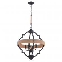 Vaxcel International P0308 - Beaumont 20 in. W 4 Light Pendant Textured Gray with Natural Rope