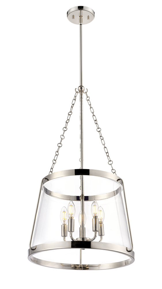 Adabella 17.75" 5-Light Pendant - Polished Nickel