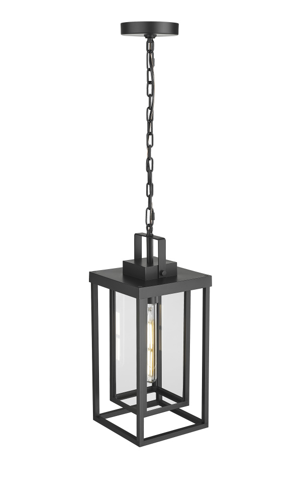 McDonough 8" 1-Light Outdoor Hanging Lantern - Powder Coated Black