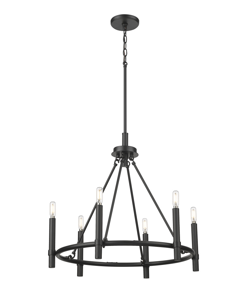 Skyva 25" Wide 6-Light Chandelier - Matte Black