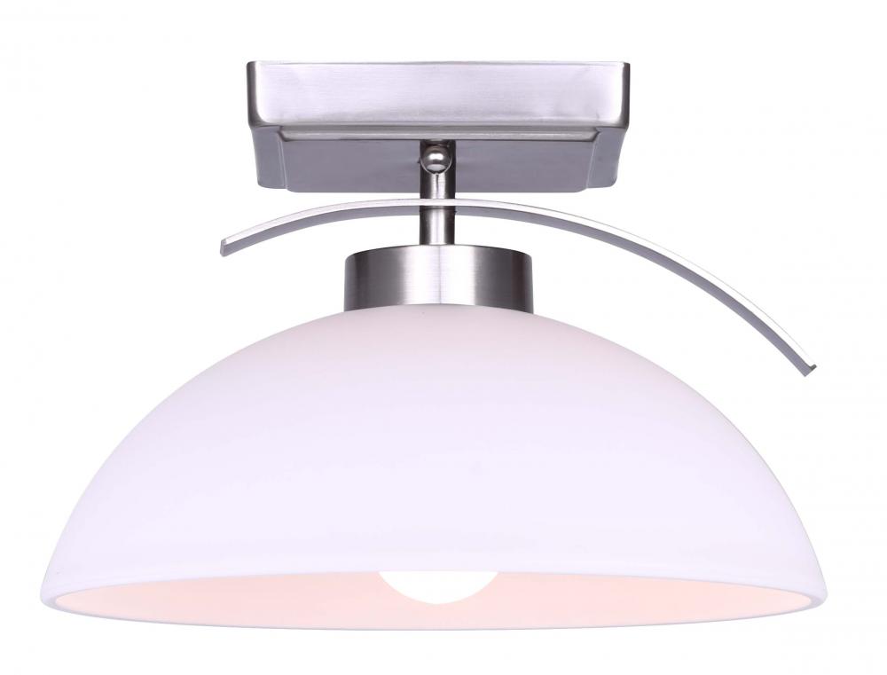 MACK, IFM1077A01BN -G-, 1 Lt Semi-Flush, Flat Opal Glass, 60W Type A, 9.75inch W x 6.75inch H, Easy