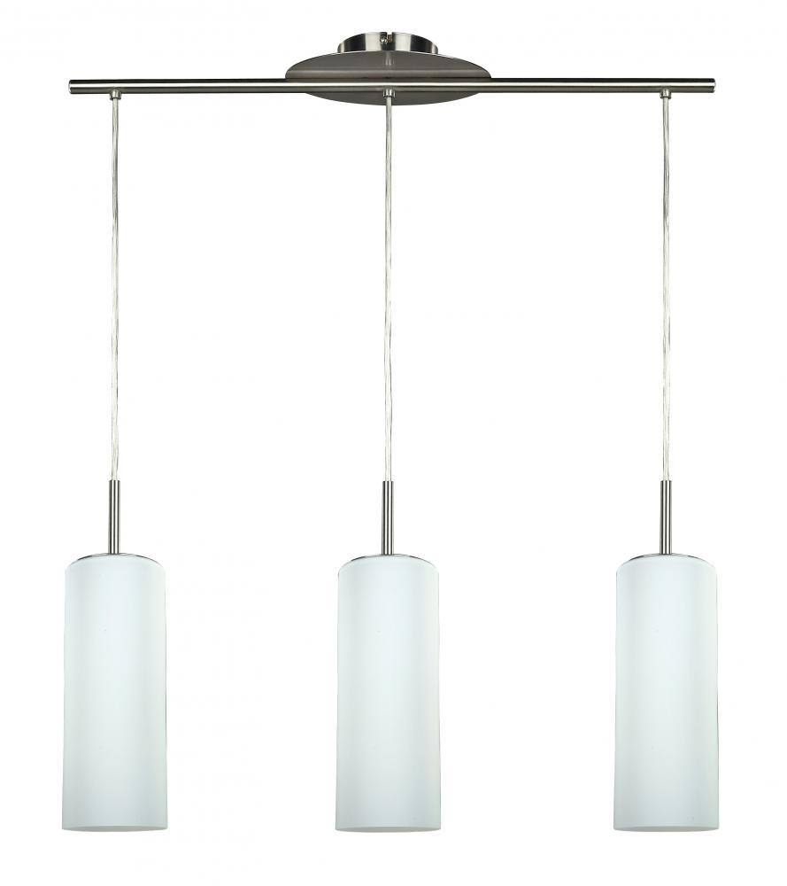 Toni, 3 Lt Cord Pendant, Flat Opal Glass, 100W Type A, 28" W x 64 1/2" H x 6" D