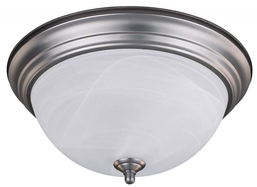 Fmount, 15" 3 Bulb Flushmount, Alabaster Glass, 60W Type A