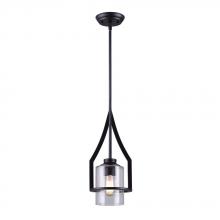 Canarm IPL375A01BK7 - WARREN, IPL375A01BK7, MBK Color, 1 Lt 6.5" Width Rod Pendant, Clear Glass, 60W T