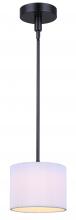 Canarm LPL288A01BK - CARMYNN 1 Light Integrated LED Black Contemporary Pendant with White Fabric Shade