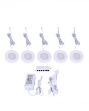 Canarm LUL-14-5-WH - Undercabinet, LUL-14-5-WH, Linkable LED Puck Light, White Color, 5 Lights Kit, 3