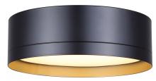 Canarm LFM285A12BK - KYRIE 11.75 in. Integrated LED Black and Gold Modern Flush Mount Ceiling Light with Metal Shade