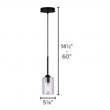 Canarm IPL370A01BK-CL - Hampton 1 Light Pendant, Black Finish