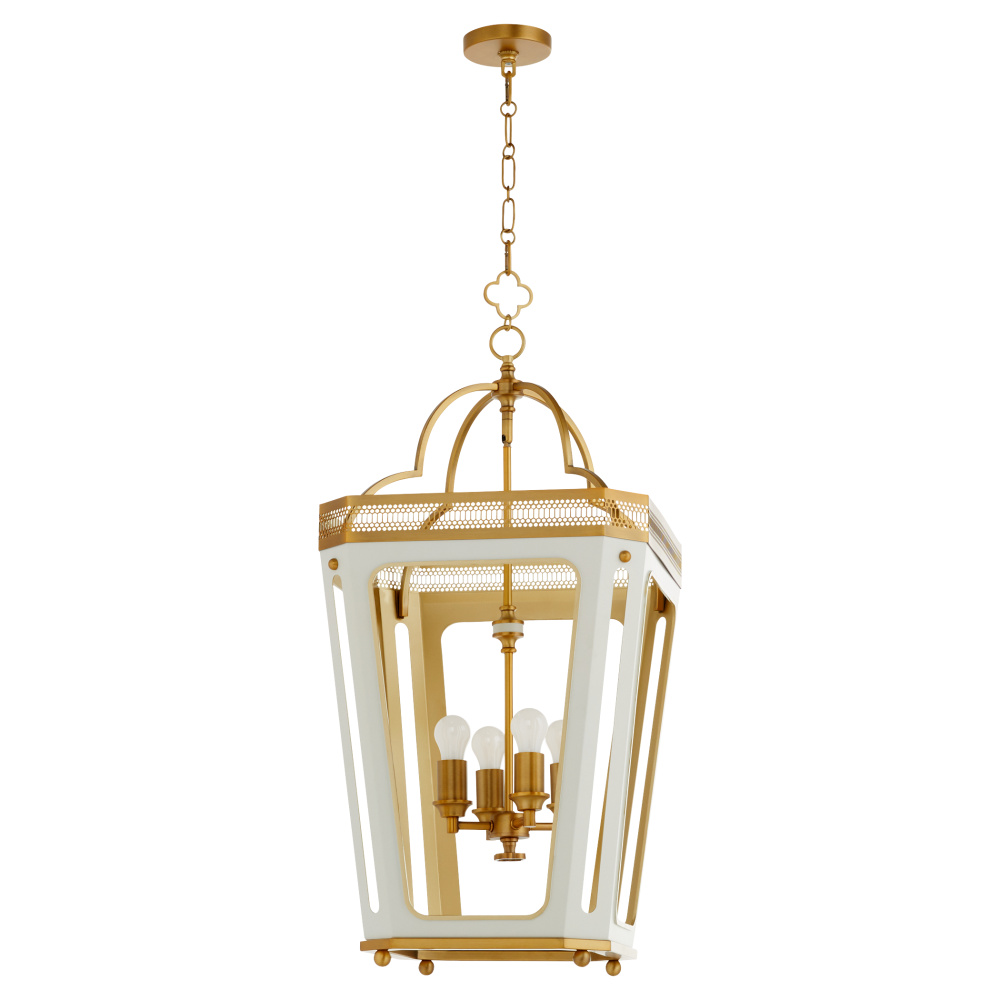 LOIRE 4 LIGHT PENDANT - STUDIO WHITE/BRUSHED BRASS