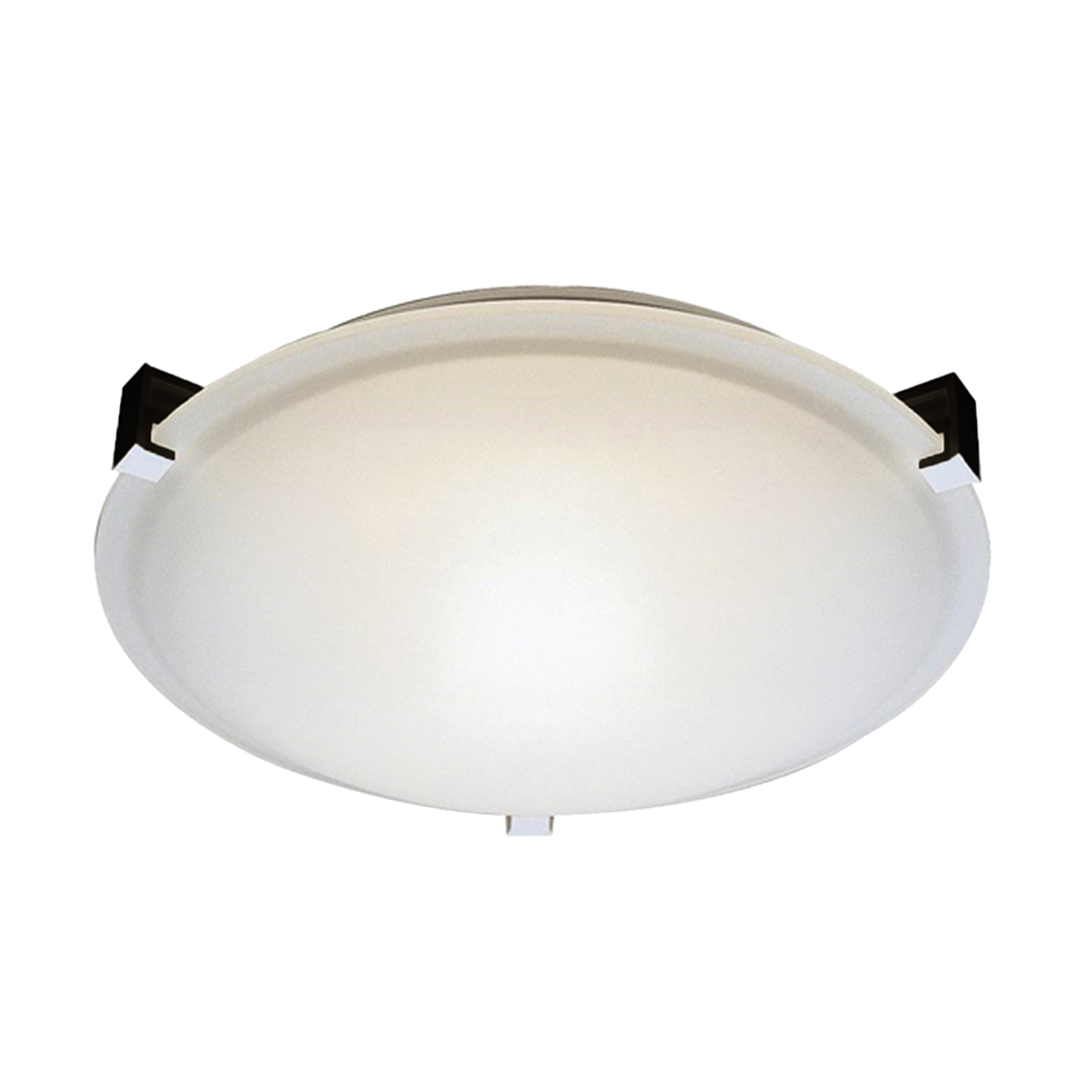 2-Light 3 Square Tab Ceiling Mount - MB White Glass
