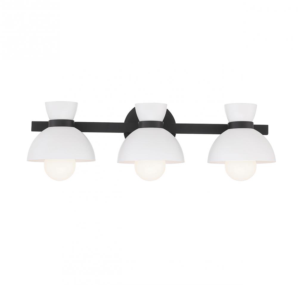 3-Light Bathroom Vanity Light in Matte Black