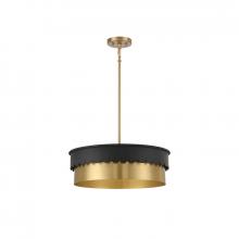 Savoy House Meridian M7030MBKNB - 4-Light Pendant in Matte Black and Natural Brass