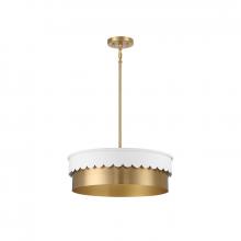 Savoy House Meridian M7030WHNB - 4-Light Pendant in White and Natural Brass