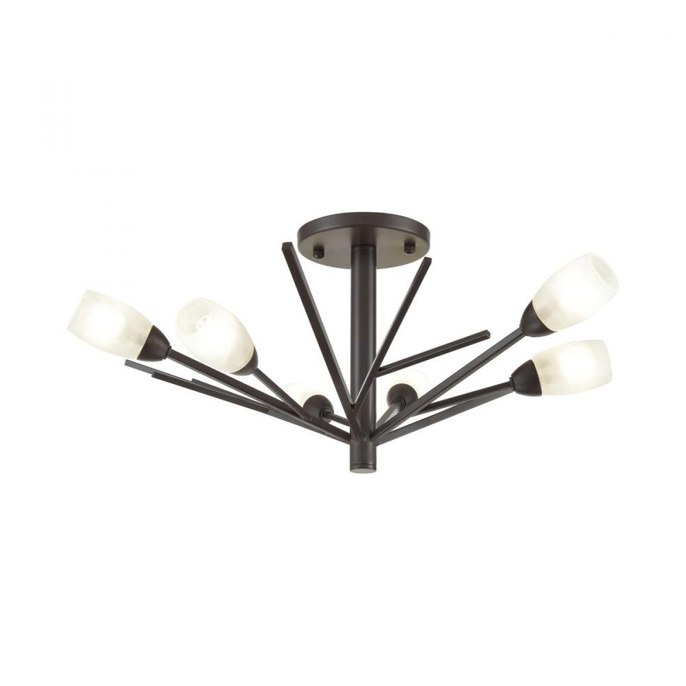 Ocotillo 6-Light Semi Flush Mount in Oil Rubbed Bronze with Frosted Glass
