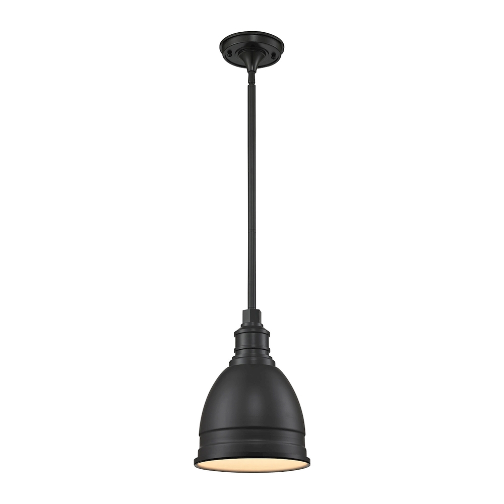 Carolton 1-Light Mini Pendant in Oil Rubbed Bronze with Matching Shade