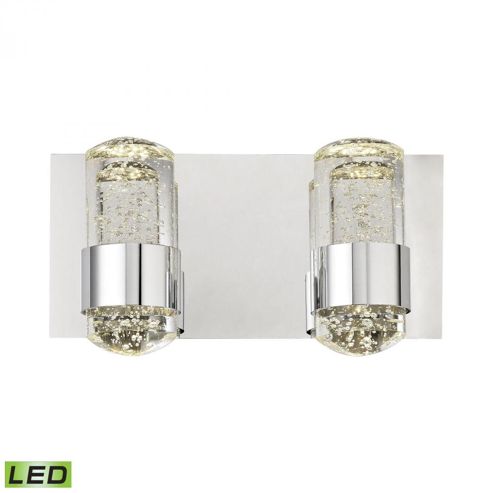 Surrey 2-Light Vanity Sconce in Chrome with Clear Bubble Glass - Integrated LED