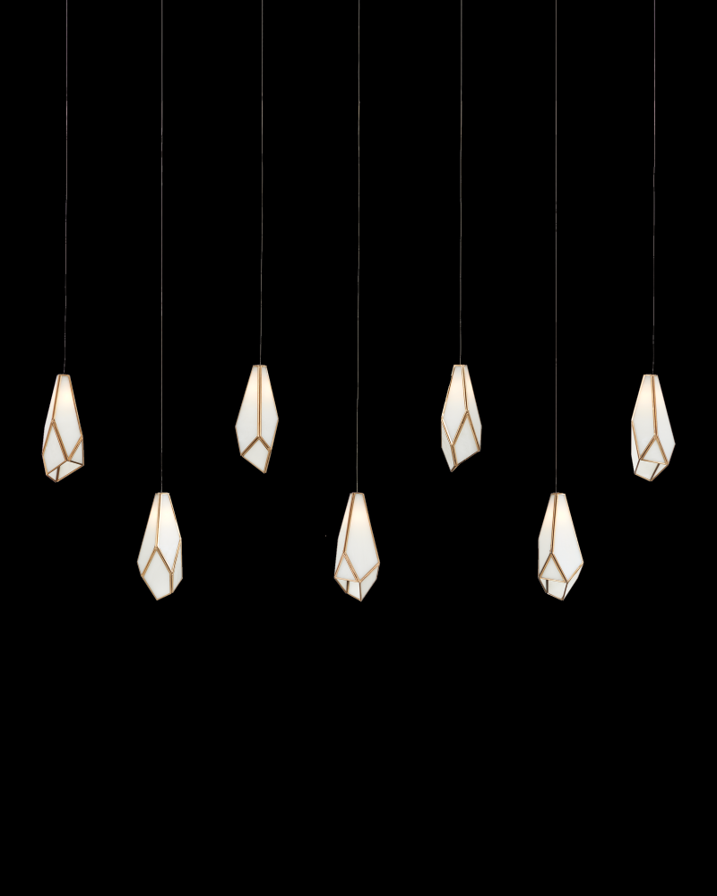 Glace White 7-Light Linear Multi-Drop Pendant